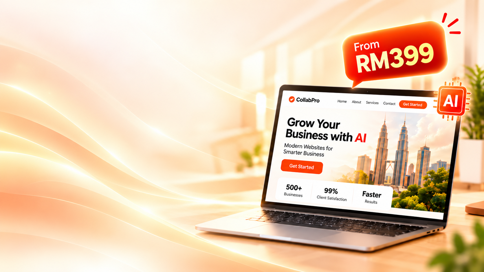AI business website on a laptop