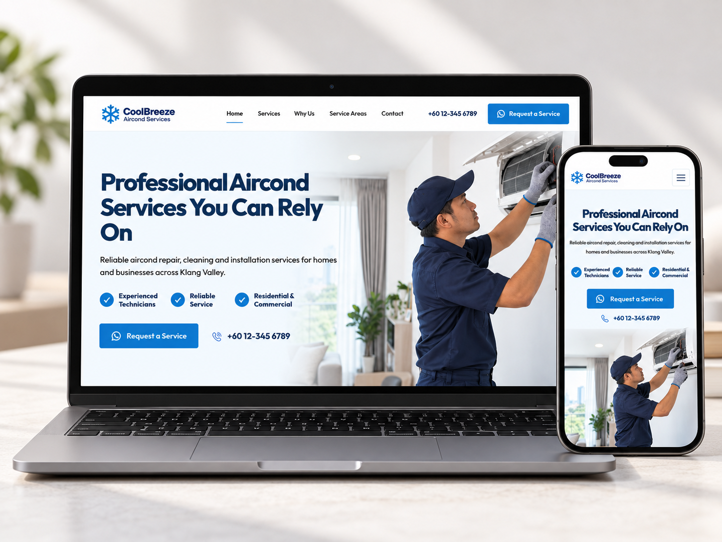 Aircond Services website preview