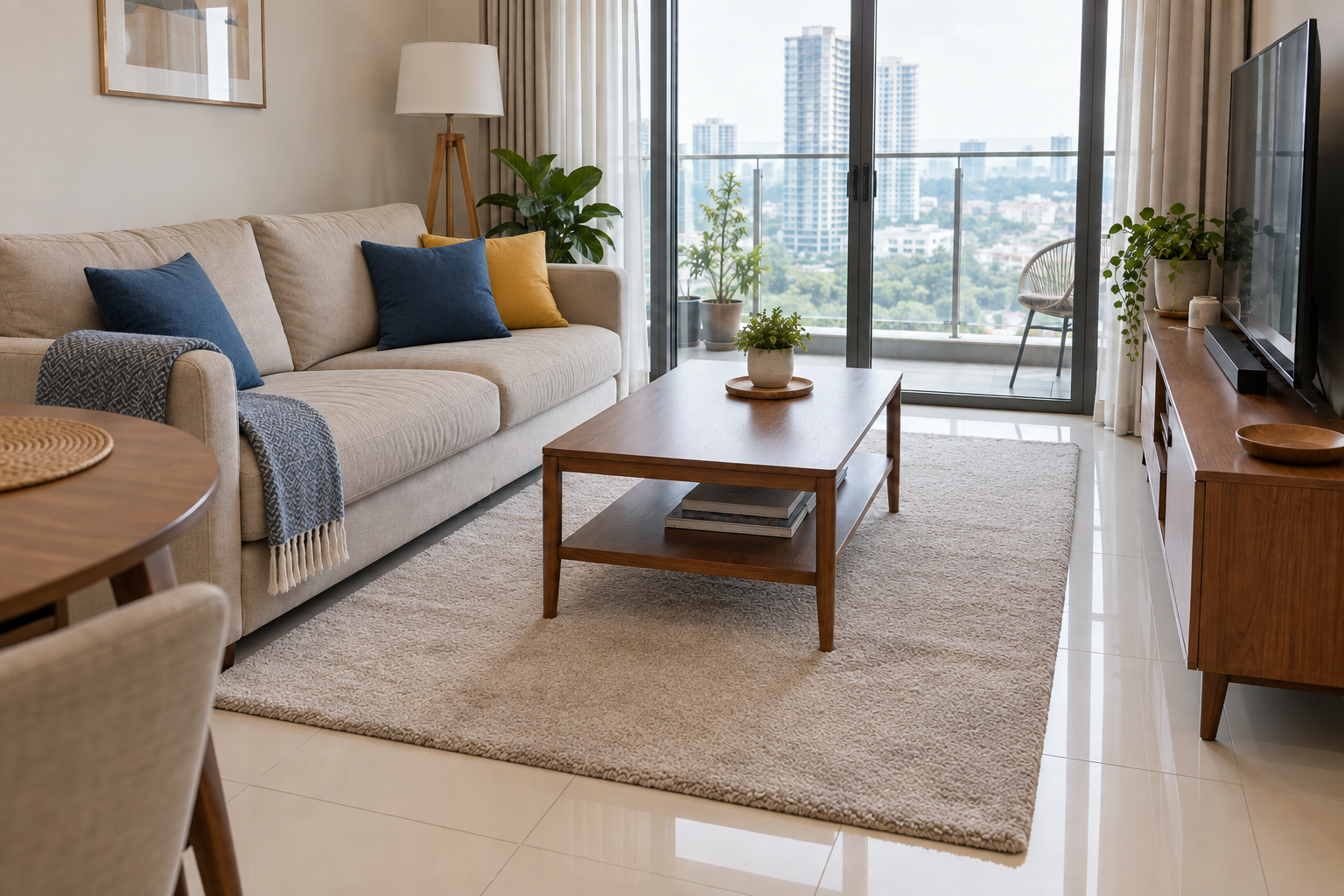 Living room cleaning after